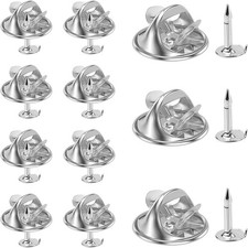 50 Pairs Metal Pin and Pin Backings, 8mm Length 4mm Width Blank Pins for DIY En