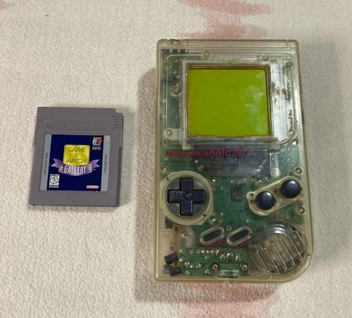 Vintage Original Nintendo Game Boy DMG-01 Clear WORKS GREAT With Game And Watch