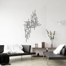 Modern Metal Line Wall Art: Abstract Geometric Sculpture
