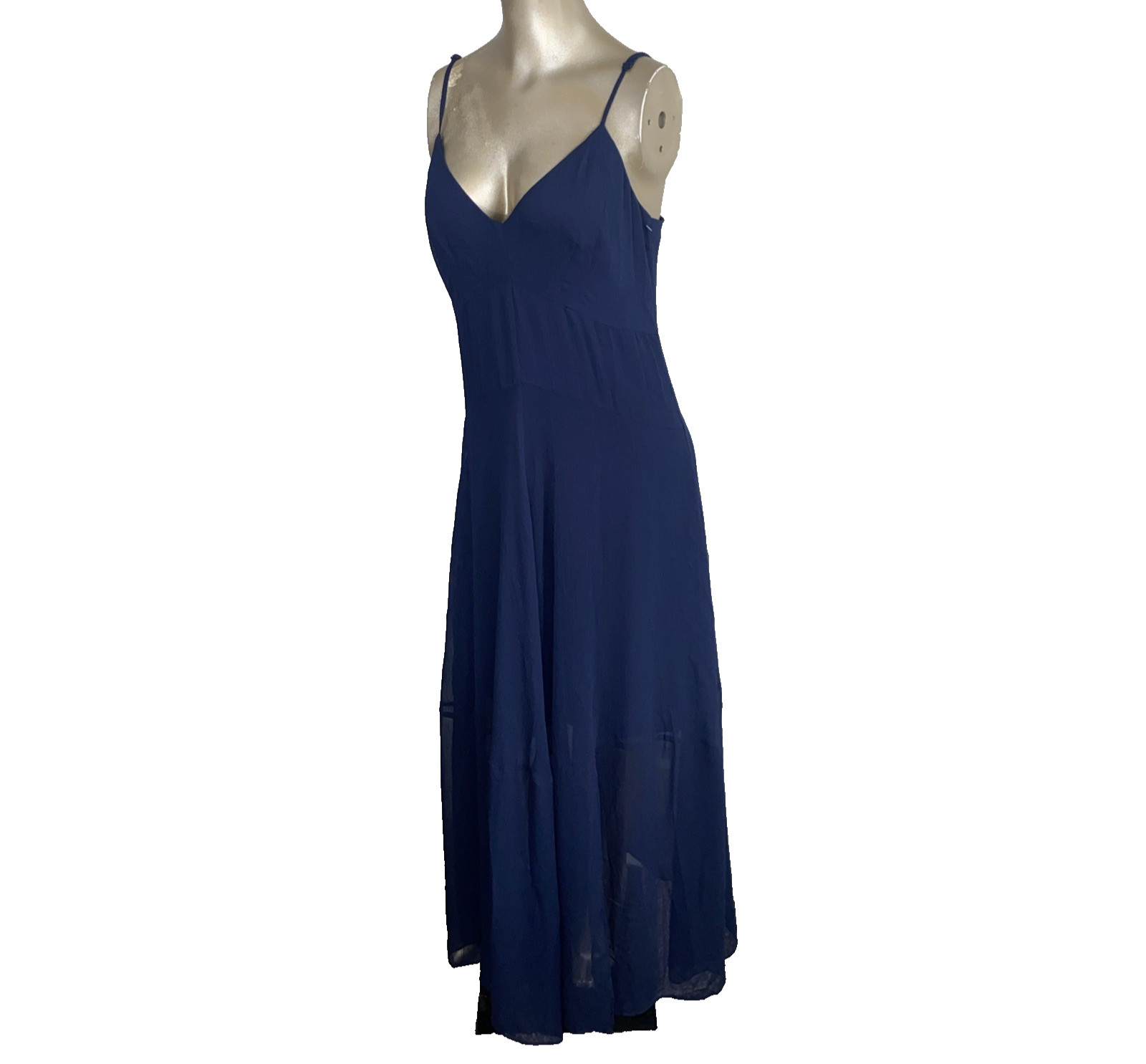 Bar III Women's Blue Spaghetti Strap Sheer Lined Maxi Dress Size 6 New