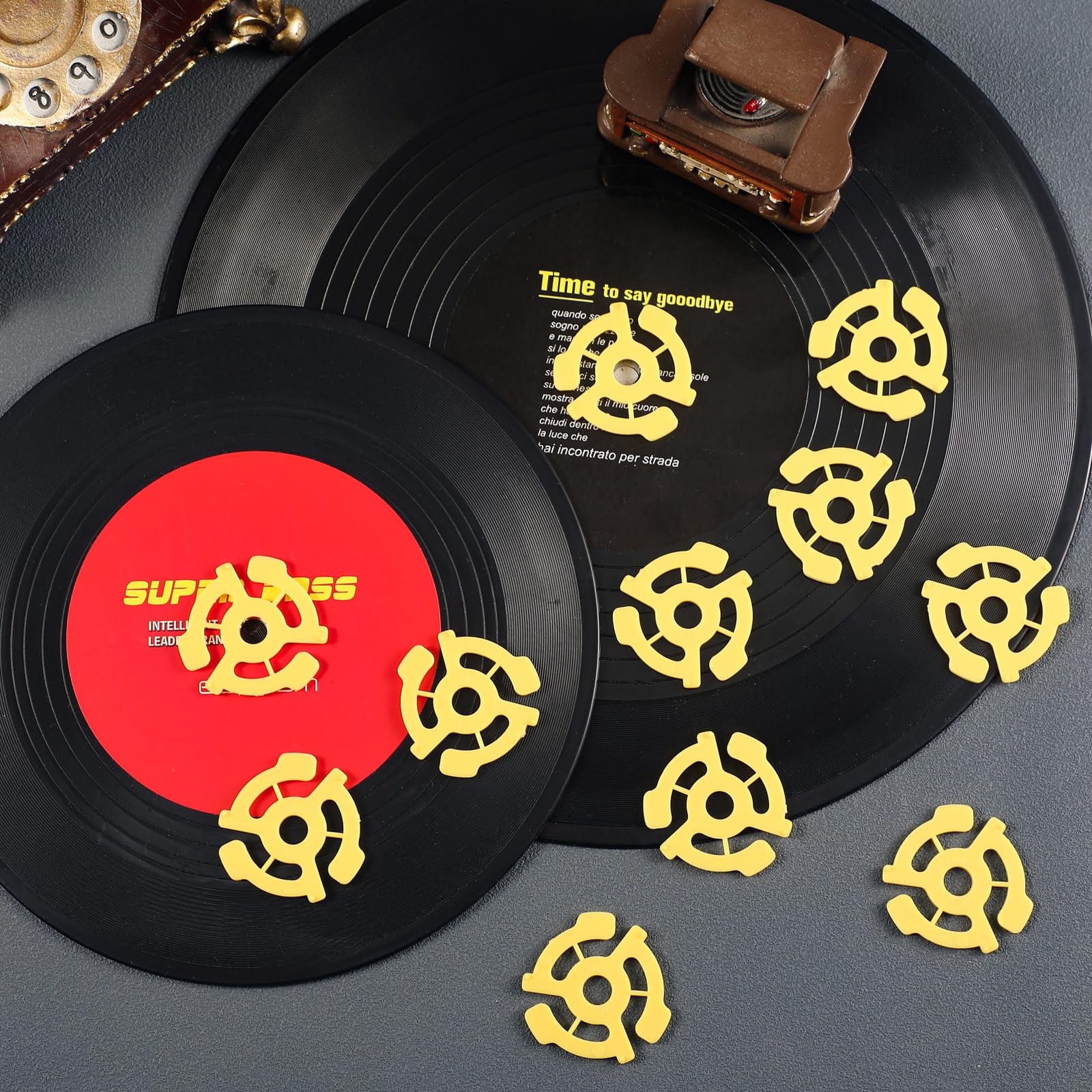 100 Pcs Flat Plastic Record Adapters Snap in Inserts to Make 7 Inches Records...