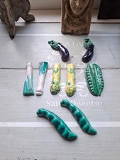 10 Porte-couteaux barbotines légumes style Vallauris vintage