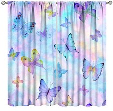 Dream Butterfly Curtain,Purple Ink Painting Butterfly,Kids Girl Bedroom Livin...