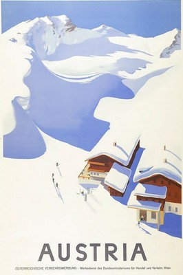 366239 Austria Ski Resort in the Alps Vintage Art Decor Print Poster