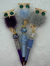 Custom beaded pens  Luxury Inspired Owl Gift.Basket filler. Journal. Collect 