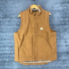 Carhartt Mens Loose Fit Sherpa-Lined Mock Neck Vest Brown 104277 Size M Regular