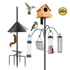 92 Inch Bird House Pole Garden Feeder Poles w/ Squirrel Proof Baffle 4 Shepherd