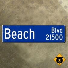 California Huntington Beach Boulevard street blade road sign 21500 block 22x6