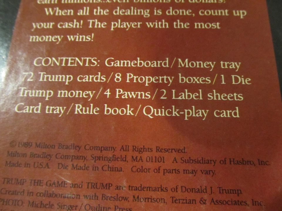 TRUMP The Game 1989 Donald Trump Milton Bradley Board Game 100% Complete Vintage - Image 3 of 4