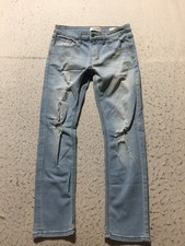 Ring Of Fire Jeans Boys 10 Slim Light Blue Faded Distressed Legs Pockets