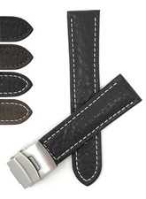 20mm Top Grain Leather Deployment Watch Band for Hamilton Khaki Scuba