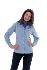 Uneek UC703 Ladies Shirt Pinpoint Oxford Long Sleeve Light Blue Tailored Fit