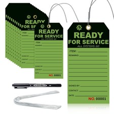 100 PCS Ready Service Tags 3x5.75 Inch Serial Number Green Wire Status Notice