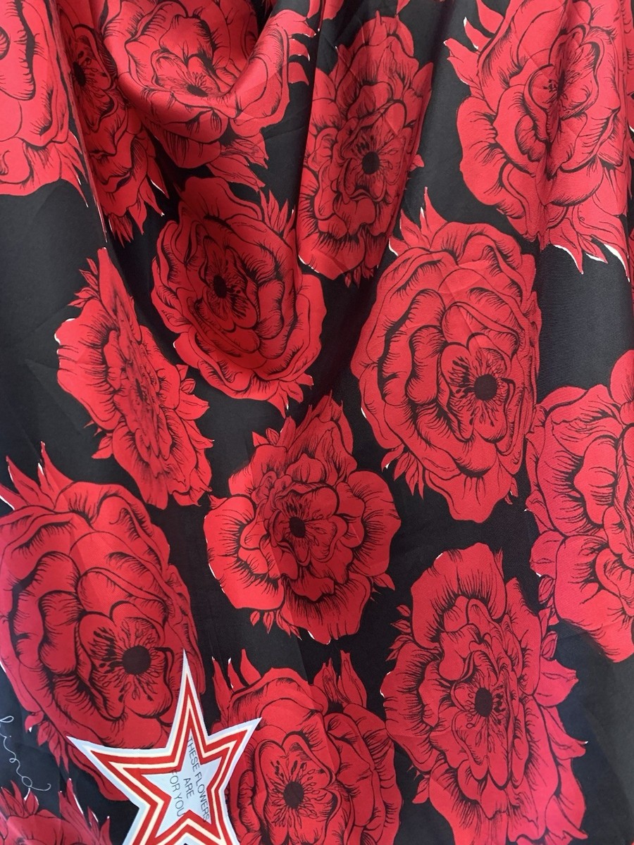 Larioseta x Moschino 100% Silk Scarf 33 In Made Italy Red Floral