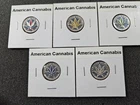 🌟(5) 1/10 oz .999 Silver American Cannabis Rising Star Mint Enameled Rounds