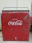 Rare Original 1940's Vintage Metal Coca Cola Red Cooler with Tray (LOOK)