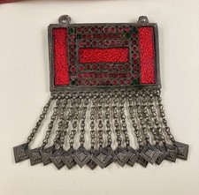 Vintage Tribal Kuchi Pendant Red Sparkly Accents 18850 