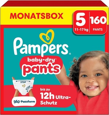 Pampers Baby-Dry Pants Größe 5, 160 Windeln, 11kg-17kg, 360° Passform hilft