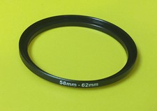 1 ONE ADAPTER-RING Black 58mm to 62mm 58-62 mm Step Up Filter Ring M58-F62