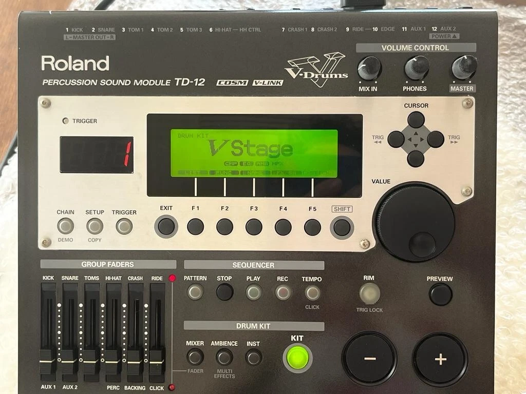 Roland TD 12 Percussion Sound Module V Drums W Cables Working