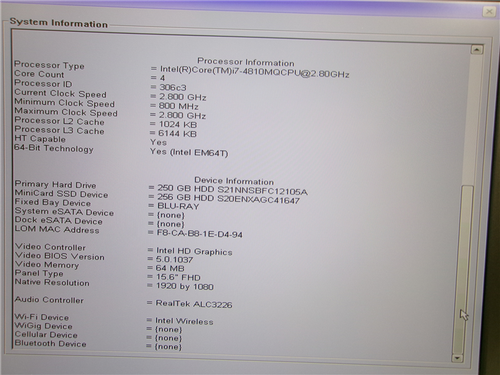 Laptop Dell Precision M4800 i7-4810MQ 2,8 GHz 16 GB 512 GB SSD Blu-ray FHD - Imagen 4 de 10