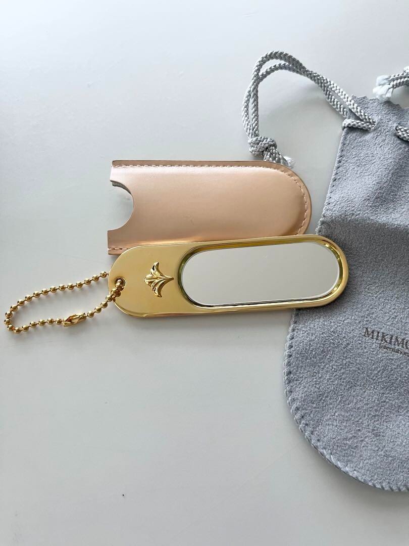 MIKIMOTO Compact Mirror & Lip Brush Set Pink with box from Japan