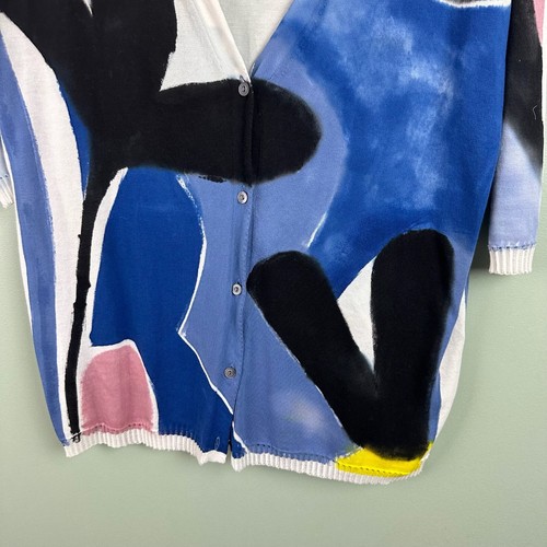 Cividini Women's Sweater Large 100% Cotton Vintage Abstract Painted Art Spring - Picture 3 of 10