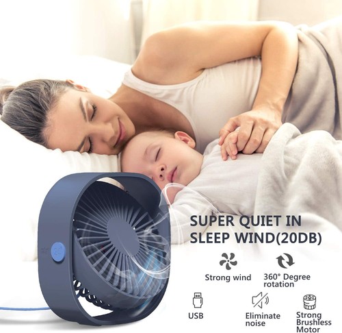 Mini Ventilator USB Tischventilator 3 Geschwindigkeiten Desk Fan Geräuscharm DHL - Afbeelding 4 van 12