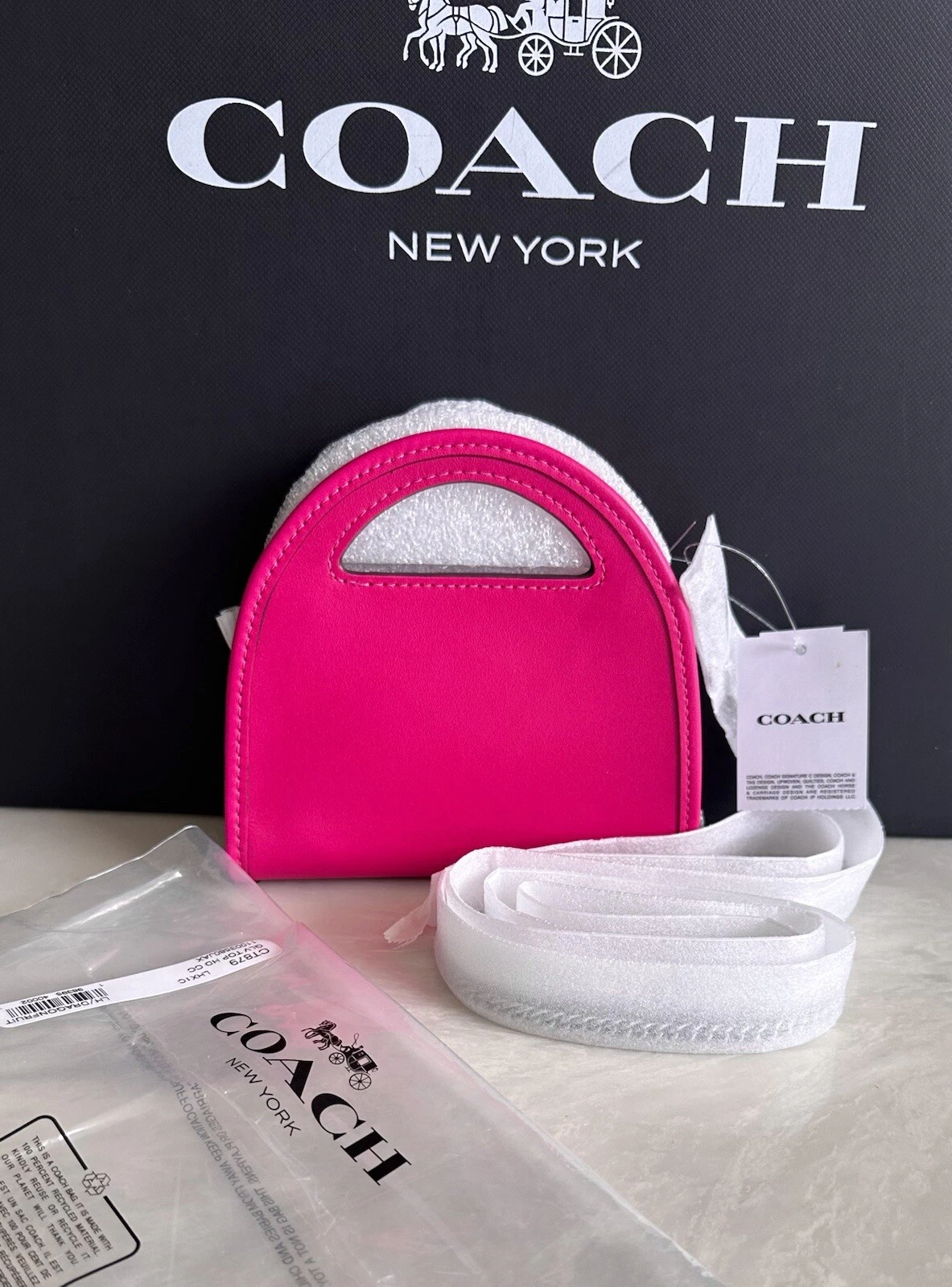 Coach Dragonfruit custodia a tracolla in pelle con manico superiore CT879 NUOVA CON ETICHETTE