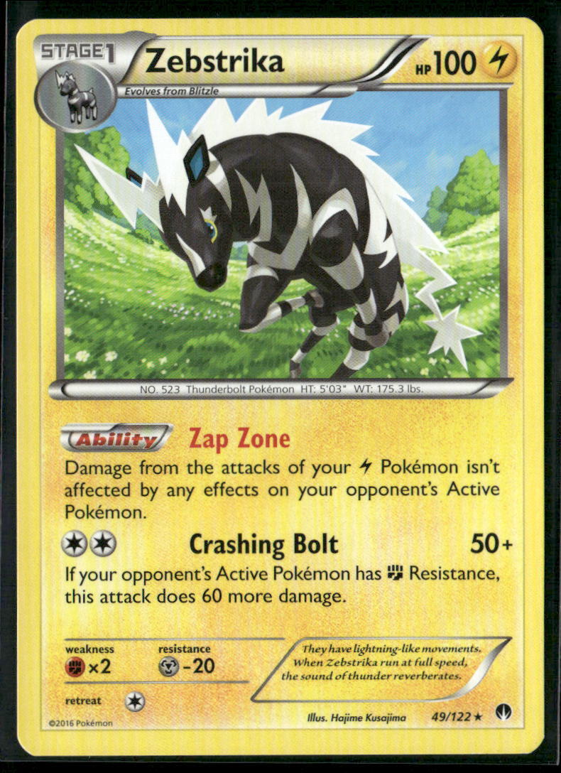 Pokémon XY - BREAKpoint #49/122 Zebstrika Rare, Lightly Pokémon XY - BREAKpoint #49/122 Zebstrika Rare, Lightly