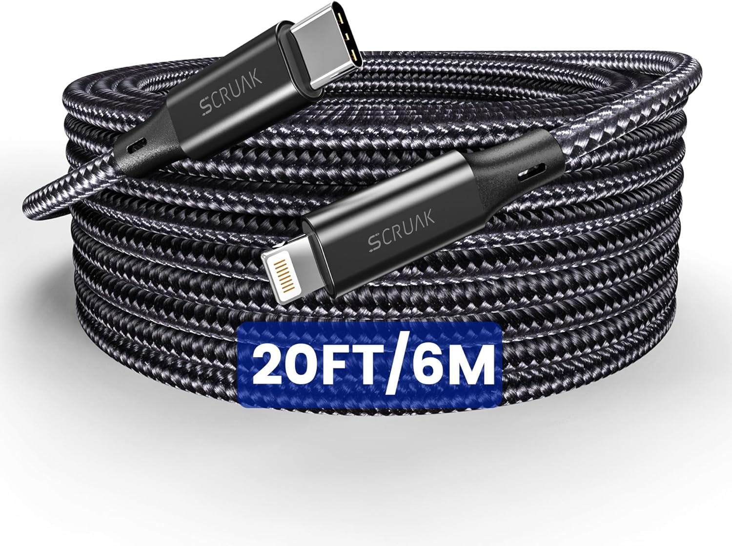 Extra Long Iphone Charger Cord 20Ft, [Mfi Certified] 20 Ft USB C to Lightning...
