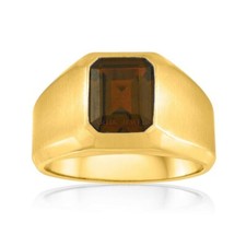 Natural Smoky Quartz With 14K Gold Plated 925 Sterling Silver Ring 1463
