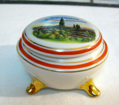 Vintage GERMAN Souvenir Trinket Box - Small Collectible Ceramic Box with Feet*