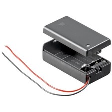 Batteriehalter Fach f&uuml;r 1x 9 Volt Block mit Anschlu&szlig;kabel, Schalter und Deckel