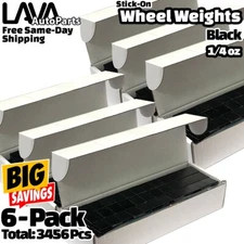 6 Box 1/4 oz Black Wheel Weights Stick-on Adhesive Tape Total 3456 Pcs Lead-Free