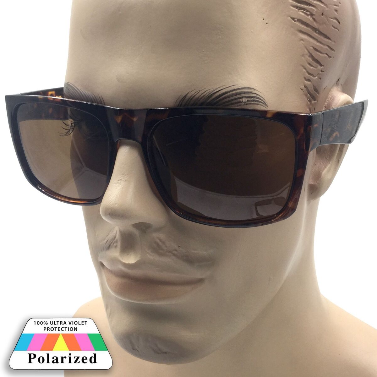 XL MENS Polarized Large Wide Frame Oversized Gangster Rectangle Shade  Sunglasses