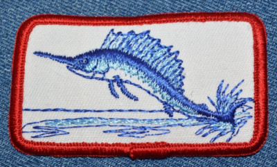 Original Vintage 80s MARLIN 3'' Patch Sport Fishing Souvenir Beach Ocean Retro
