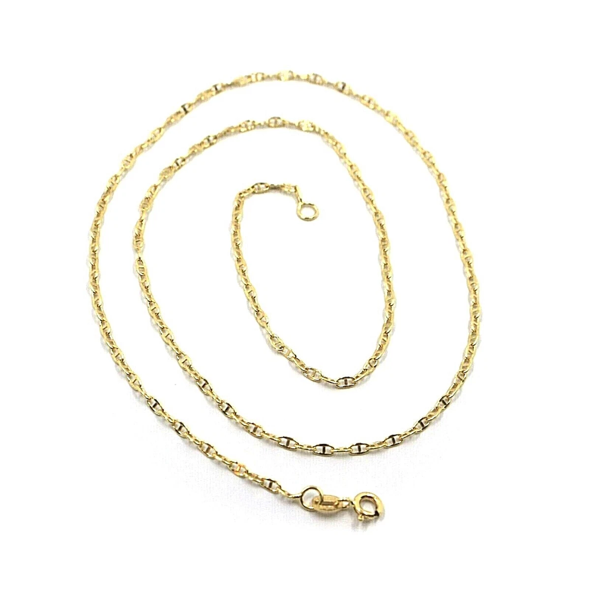 PRINS JEWELS - Collana unisex a maglia marinara piatta in oro giallo 750 18 carati, larghezza 3 mm, lunghezza a scelta (45