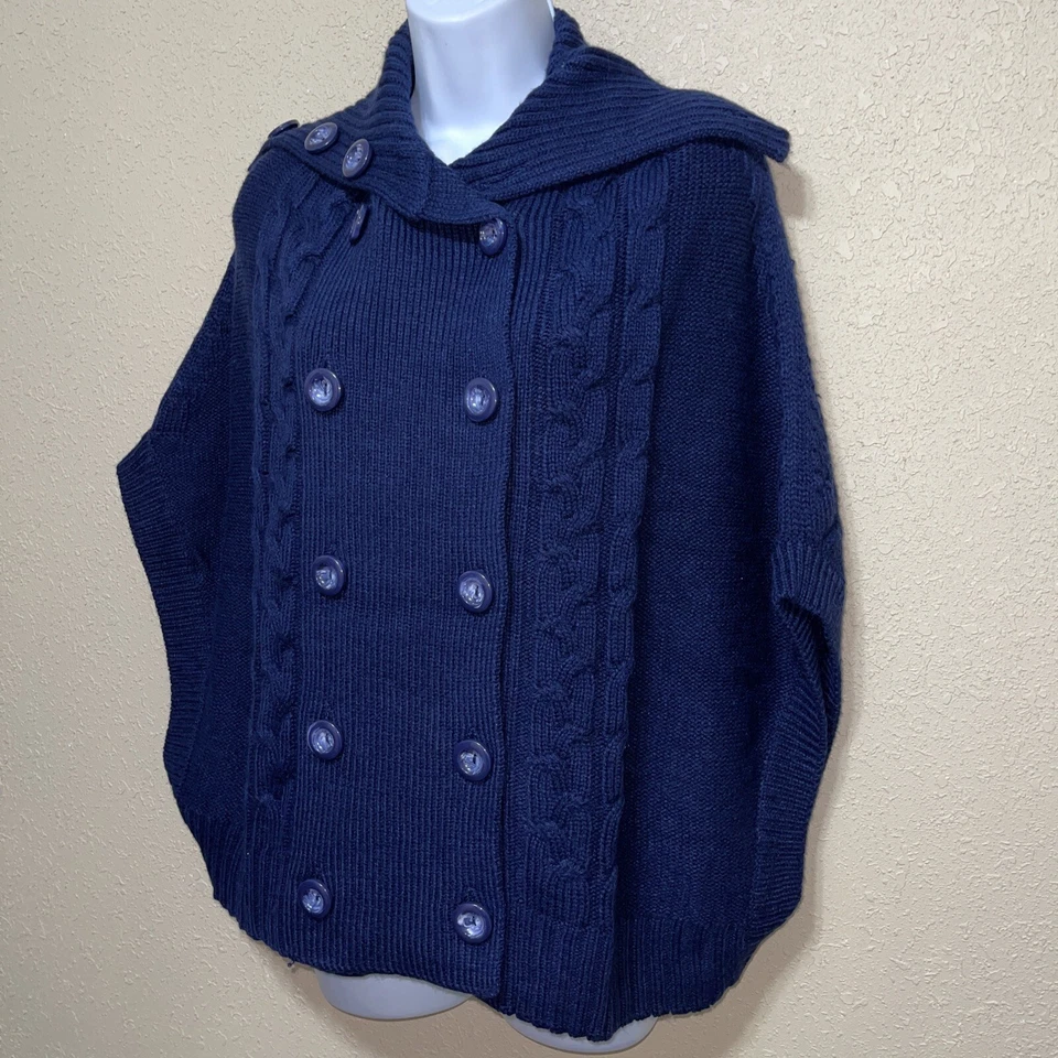 Cárdigan Vertigo Paris AZUL MARINO Doble Pecho Tejido Capa Talla L $160 Foto 2 de 4
