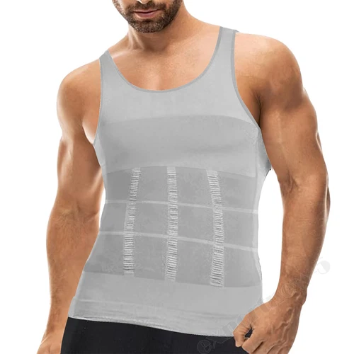 Men Body Shaper Slimming Tummy Control Vest Compression Tank Top Shapewear Shirt - Picture 20 of 23