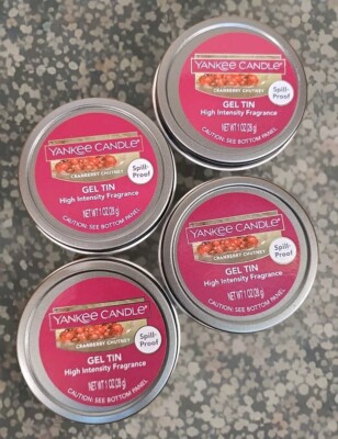 4 Yankee Candle CRANBERRY CHUTNEY Gel Tin Hard to Find 1oz Fragrance Intense New