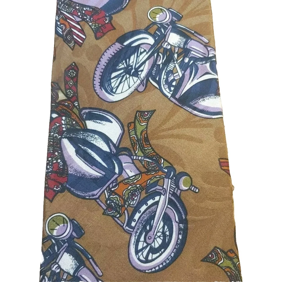 Corbata de cuello de seda italiana de diseñador Don Loper motociclista triciclo EE. UU. De colección L56" W4" Foto 4 de 4