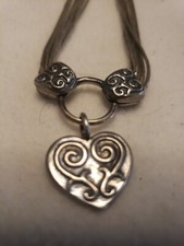 925 STERLING SILVER ''LIQUID SILVER'' VERMEIL HEART NECKLACE 24 Grams