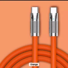 Chubby Orange Silicone Fast Charging Cable, USB C to USB-C Cable, 3.3 Feet, 100W