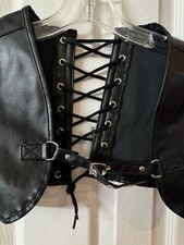 Black Leather Corset Vest Lingerie Size Large
