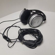 Philips SHP-2500 Headphones Silver Volume Control Foam Cups 20 Ft Cord TESTED 