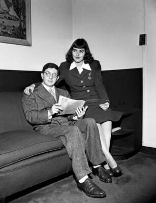 Music composer Bernard Herrmann and Lucille Fletcher pose for a 1940s Old Photo