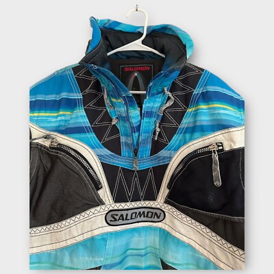 Vintage Salomon Optimal Movement Aqua Blue Ski Jacket Unisex Size