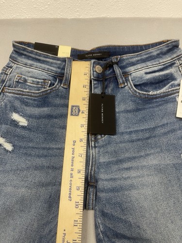 Flying Monkey Jeans Womens 26 Frame Mid Rise Crop Slim Straight Distressed Hem - Picture 14 of 16