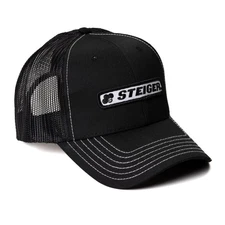 Steiger Stitched Logo Black with White Stitching Mesh Back Hat ST66